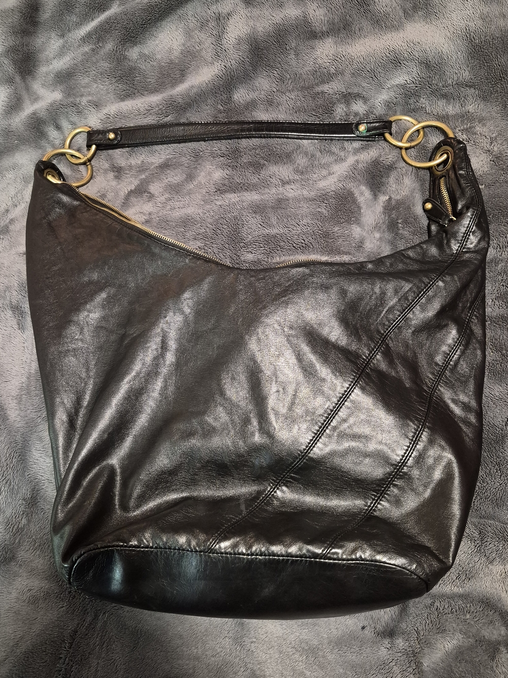 Urban Outfitters Leigh Vegan Leather Ring Hobo Bag - Black